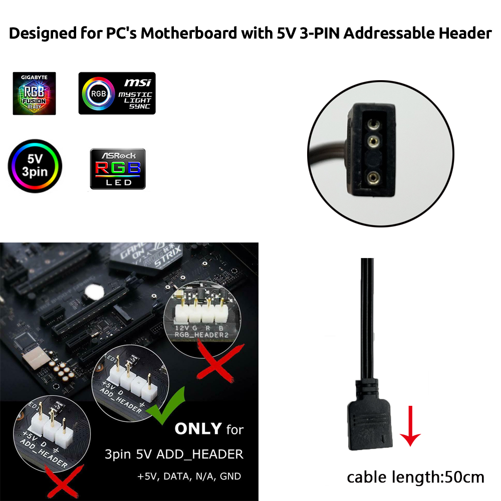 5V ARGB 3Pin Header for Asus A - Tablet Accessories Aesthetic recension och pris